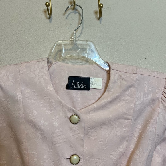 Alisa Light Pink Damask Women's Blazer Suit Jacket and Skirt. Size 10 - Picture 3 of 9